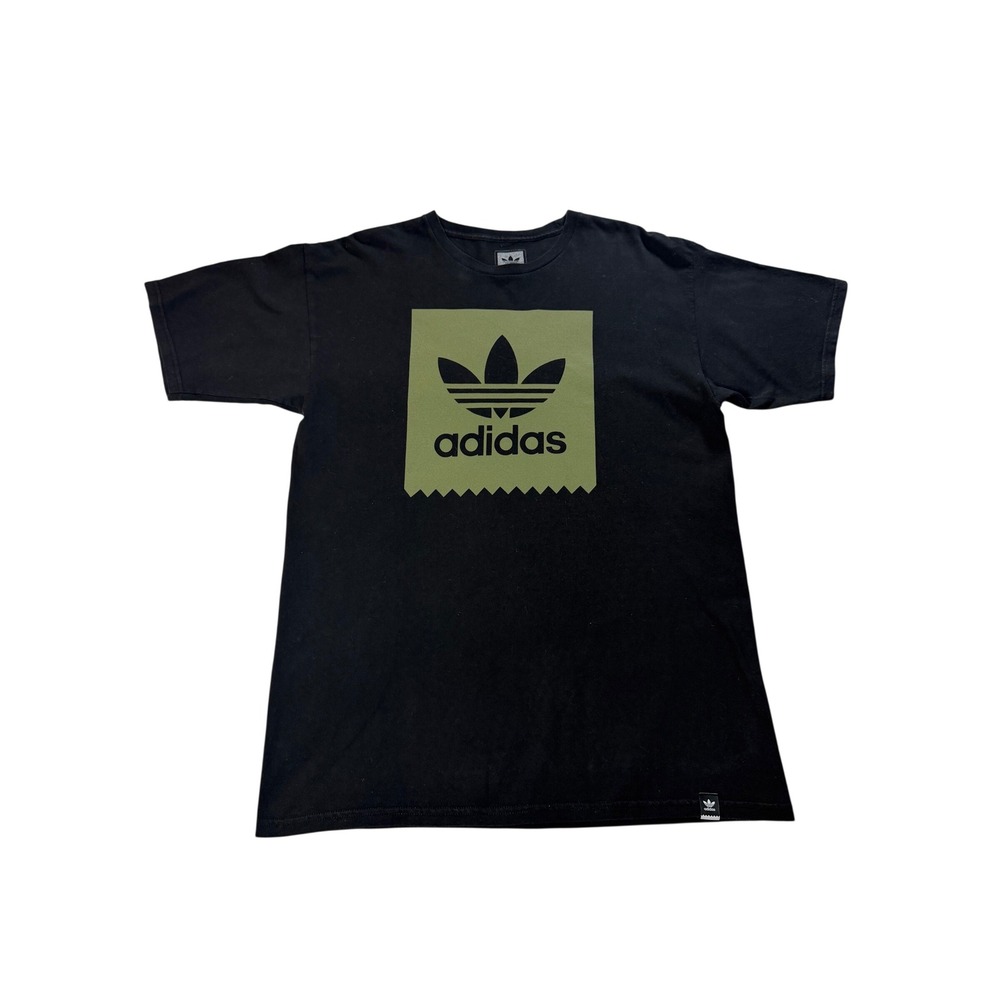 Adidas Originals Mens Oversized Trefoil Graphic T-Shirt Black Olive Green Large